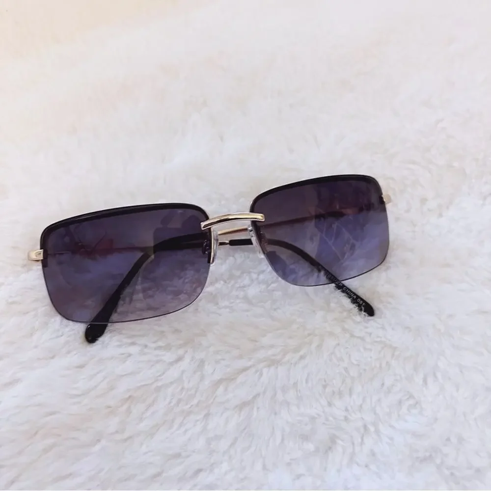 Delia Black Rimless Butterfly Accent Sunglasses